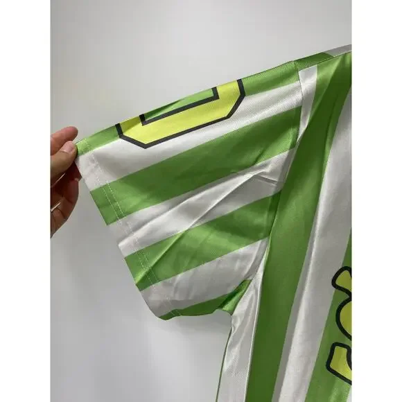 Shrek Soccer Jersey Shirt Mens Large Green White Striped VNeck DreamWorks NEW - Picture 14 of 16